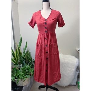 Japna Dresses - Japna Button Down Midi Button Down Terra-cotta Japna Dresses - Japna Button Down Midi Button Down Terra-cotta